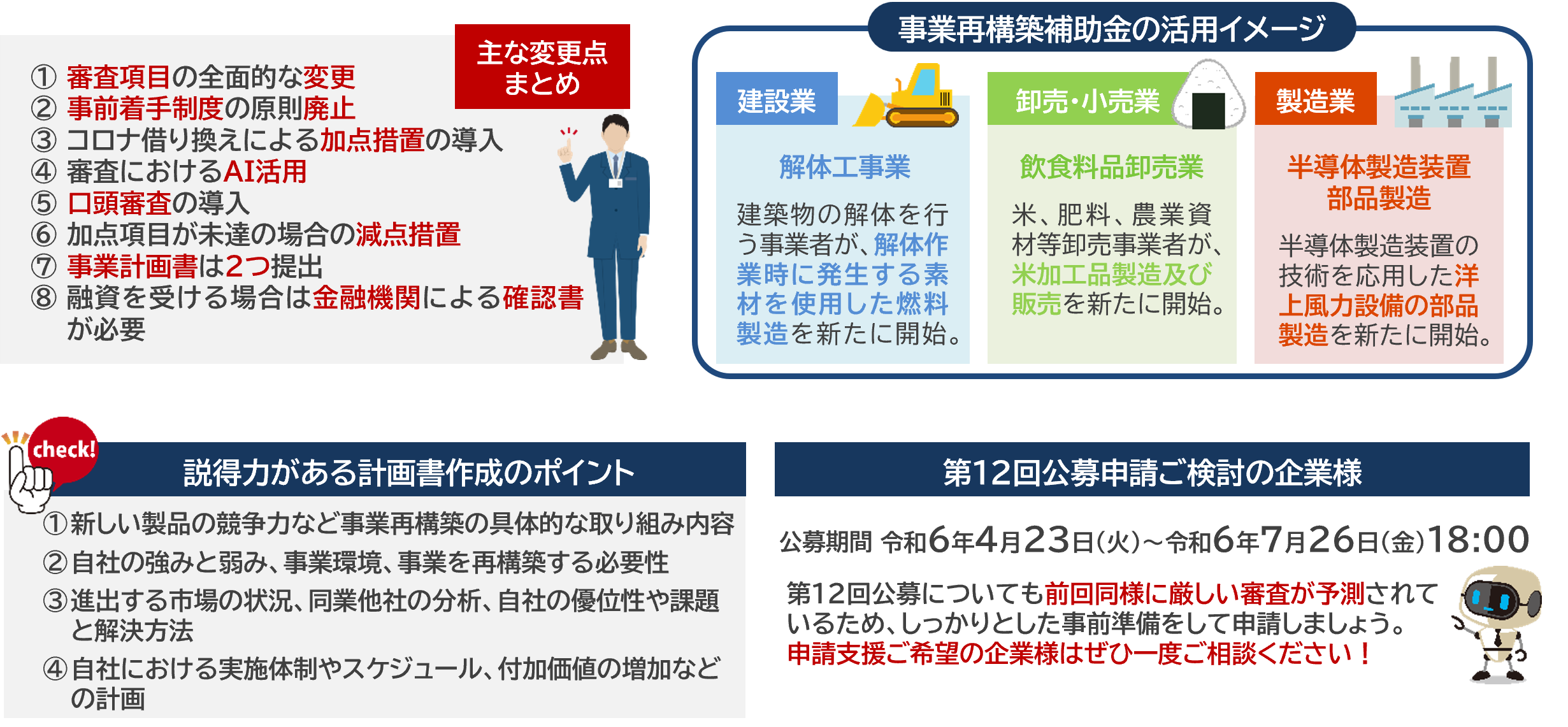 事業再構築補助金の第12回公募開始！変更点やポイントを解説！